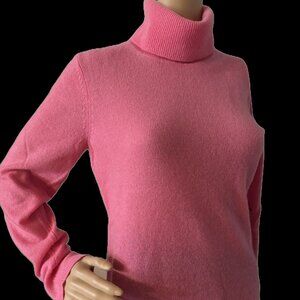 Tahari 100% cashmere turtleneck pink sweater S M NWT